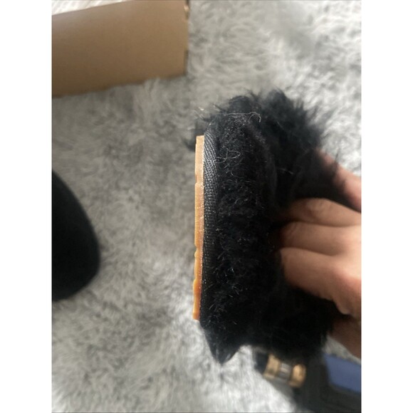 New Women's 100% UGG Scuff Sis Fluffy Fuzzy Slipper Sandals Shoes Black Size 10 - Picture 11 of 16